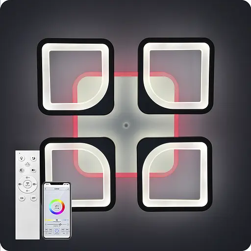 Люстра світлодіодна 517 Light 3color з пультом 96Вт Чорний (01188) - фото 8