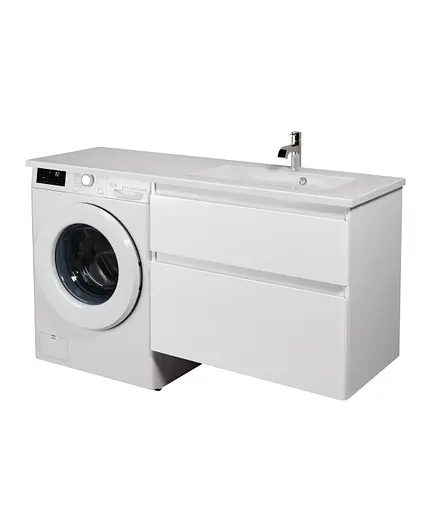Тумба Мойдодир Палермо 80-U Adam 140 R Білий підвісна з крилом над пральною машиною Білий - фото 3
