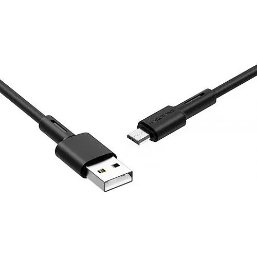 Кабель Borofone BX31 USB to Micro 2.4A 1 м silicone TPE connectors чорний - фото 3