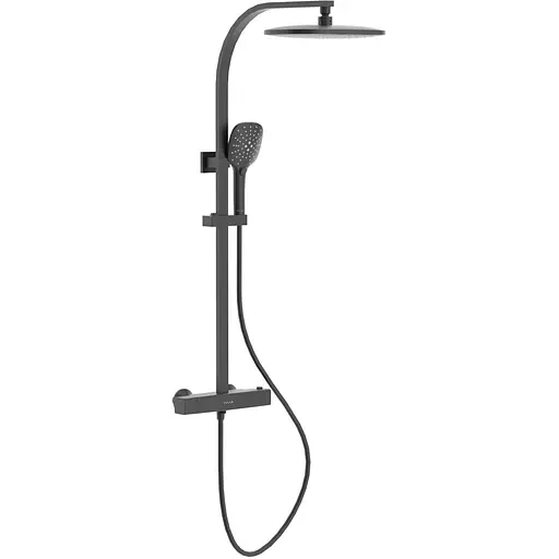 Душова система з термостатом Volle Sistema верхній душ 300x200 мм de la noche 1599.090104, Чорний матовий - фото 1