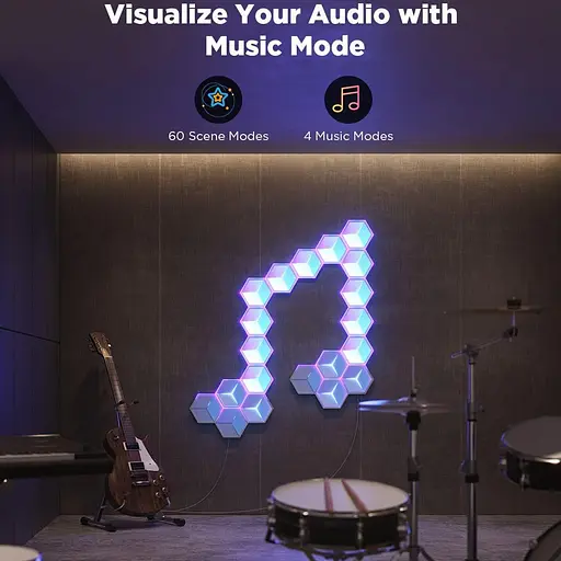 Набір настінних світильників Govee H606A Glide Hexagon Light, 7, RGBIC, WI-FI/Bluetooth, білий - фото 9