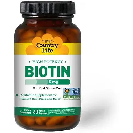 Витамины и минералы Country Life High Potency Biotin 5 mg 60 капсул - фото 1