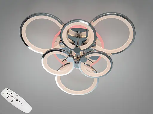 Люстра стельова з пультом, димером і LED підсвічуванням, 110 Вт, хром - фото 1