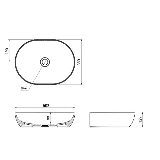 Умивальник Volle Amadeus 50x38 13-01-06Black, Чорний - фото 4
