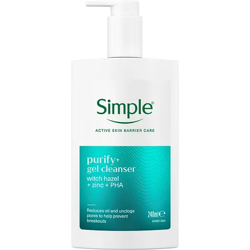 Гель для умывания Simple Purify+ Gel Facial Cleanser Активный уход Очищающий 240 мл