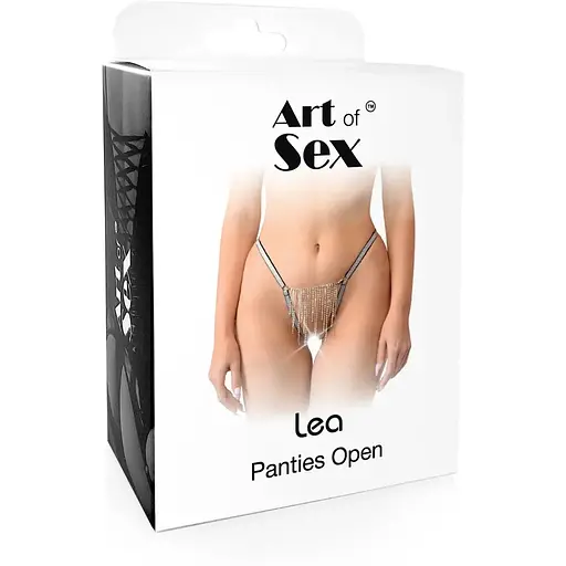 Трусики со стразовой цепью Art of Sex - Lea, размер XS-M, Серебро/Черный - фото 3