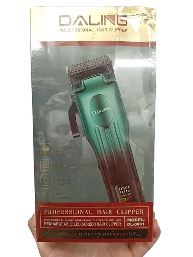 Аккумуляторная мужская машинка для стрижки волос Daling DL-0061 5Вт 2000 мАч ЖК дисплей зеленый/коричневый - фото 5
