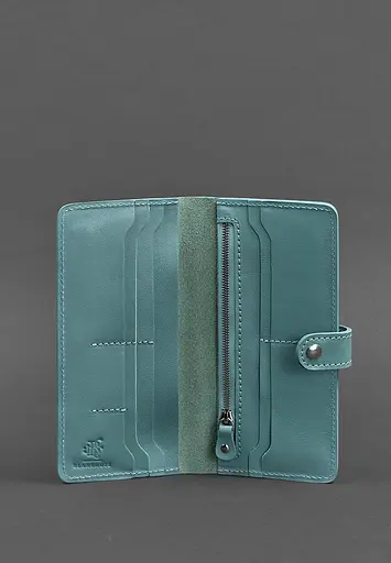 Кожаное женское портмоне 7.0 бирюзовое - фото 4