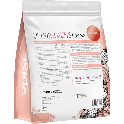 Протеин Vplab Ultra Women`s Protein Strawberry 500 г - фото 2