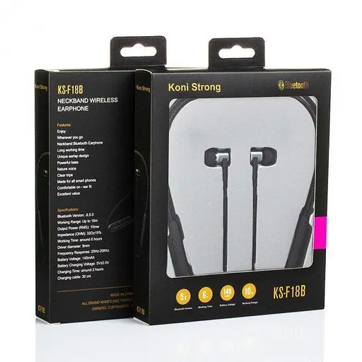 Бездротові Bluetooth навушники Koni strong KS-F18B, BT5.0, 140mAh, 6h, black - фото 2