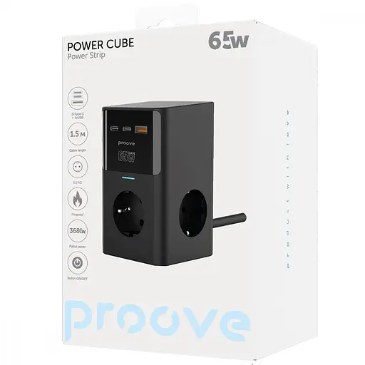 Сетевой фильтр Proove Power Cube 65W (3xAC + 2xType-C + 1xUSB) 1,5 м черный (PSPC36801201) - фото 6