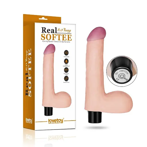 Реалістичний вібратор Lovetoy Real Softee Vibrator With Balls Flesh 17 см тілесний - фото 2