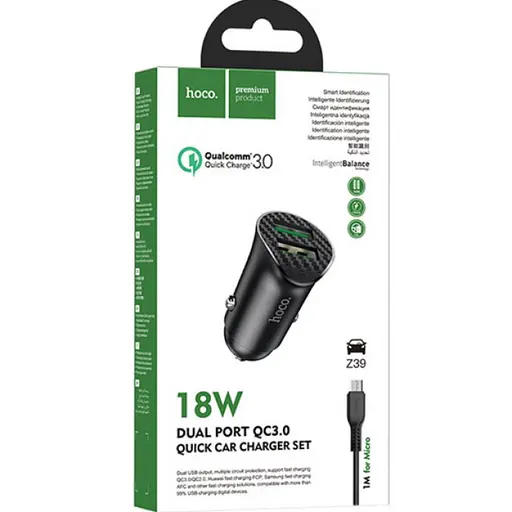 Зарядний пристрій Hoco Z39 Micro QC3.0 2 x USB/18W - фото 4