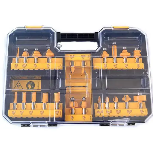 Набір фрез універсальний для фрезерів DeWALT діаметр хвостовика 8 мм в наборі 22 шт. (DT90017)