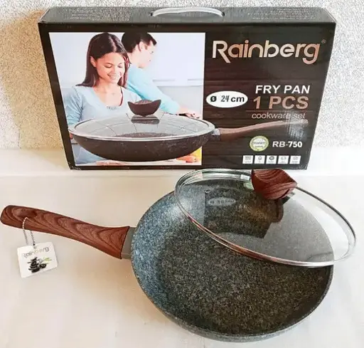 Универсальная сковорода Rainberg RB-751 с антипригарным мраморным покрытием 26 см с крышкой - фото 5