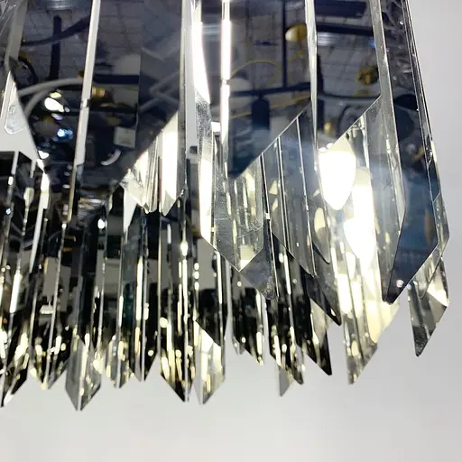 Підівісна люстра з хромованими пластинами Line.F Діаметр 60см - фото 7