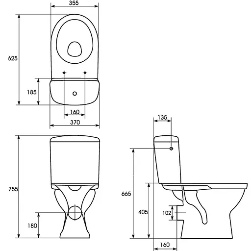 Унитаз-компакт Cersanit Merida горизонтальный слив боковой подвод с сиденьнм полипропилен K03-014/K03-070, Белый - фото 3