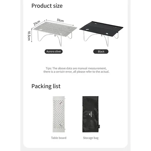 Стіл складаний Naturehike CNK2450JJ024 (31х21 см) алюміній Чорний - фото 2