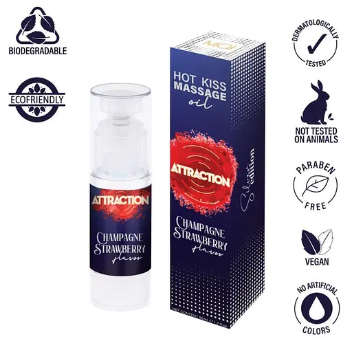 Їстівна масажна олія Mait Attraction Champagne Strawberry Hot Kiss 50 мл - фото 3