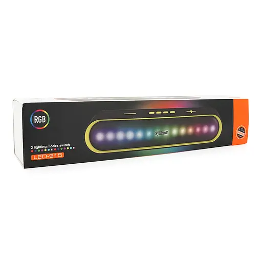 Колонка Kisonli LED-915 Bluetooth 5.0, 2х5W, 1200mAh, USB/TF/BT/FM/AUX, DC: 5V/1A, Orange, BOX, Q30 - фото 2