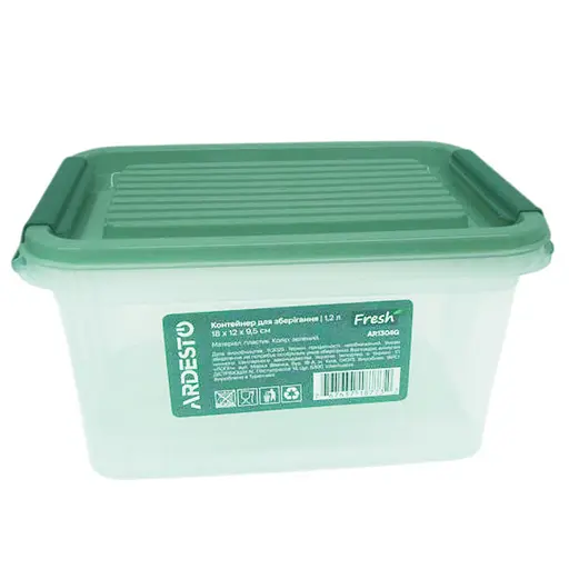 Контейнер для хранения пищевых продуктов Ardesto Fresh 1.2 л прямоугольный зеленый (AR1304G)