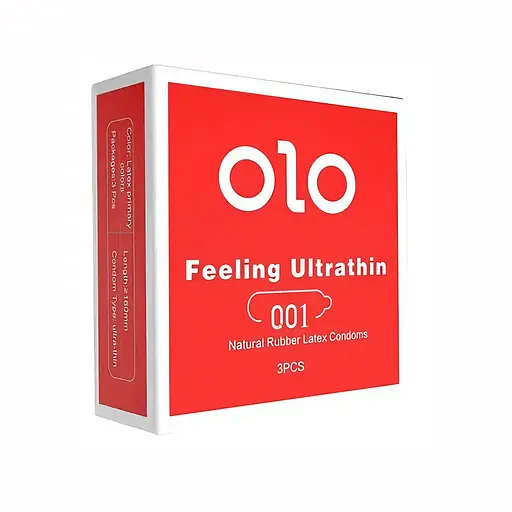 Гладкие презервативы ультратонкие Olo 0,01мм Ваниль двойная смазка M 51-54 мм 3 шт