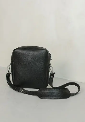 Шкіряна сумка Challenger S чорна флотар - фото 3