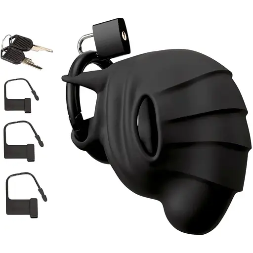 Мужской пояс верности Black Velvets Cock & Ball Cage 10 см черный