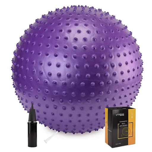 Мяч для фитнеса (фитбол) Cornix 55 см массажный Anti-Burst Violet XR-0468 - фото 1