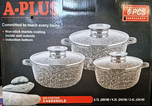 Набор кастрюль A-Plus 1490 3 кастрюли с мраморным покрытием и индукционным дном - фото 5