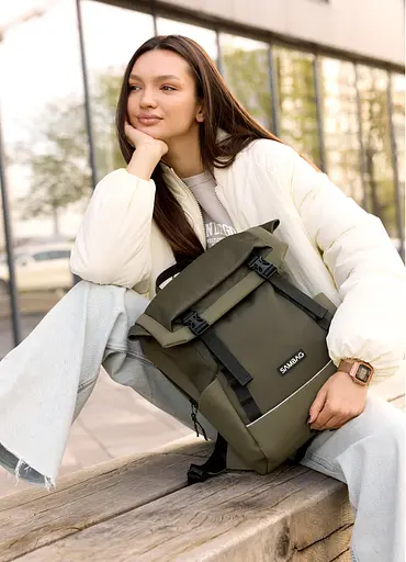 Женский рюкзак Sambag Aura хаки 39 х 29 х 13 см (24551119) - фото 2
