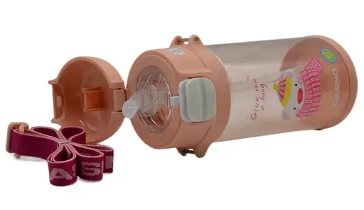 Пляшка для води Casno 690 мл KXN-1219 Рожева (Свинка) з соломинкою (KXN-1219_Pink) - фото 5