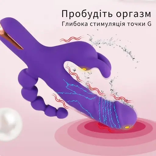 Вибратор кролик 3 в 1 I'MCUM Triple Pleasure Fantasy Фиолетовый (IM-ZDB002) - фото 3