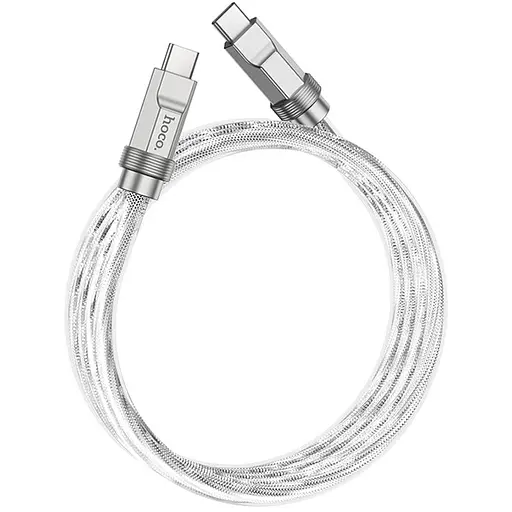 Дата кабель Hoco U113 Solid 100W Type-C to Type-C (1m) Silver - фото 2