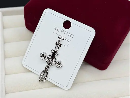 Хрестик із медичного сплаву золото Xuping біжутерія хрест прикраса під срібло гіпоалергенний жіночий - фото 1