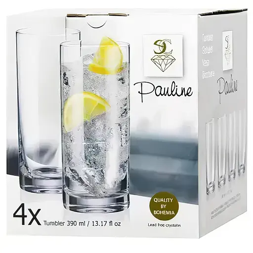 Набір келихів для напоїв Banquet PAULINA 390 мл х 4 шт.