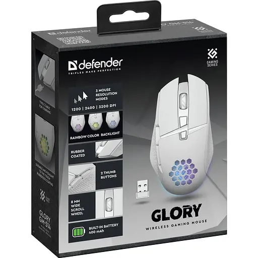 Миша Defender Glory GM-514 White (52513) [135193] - фото 8