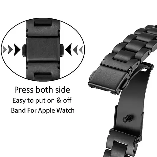 Ремешок для фитнес-браслета Tamister для Xiaomi Mi Band 8 и 9 Type С металлический с застежкой черный - фото 4