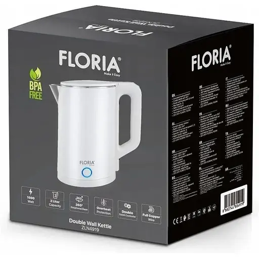 Електричний чайник Floria ZLN4920 з двома стінками та автовідключенням 2 л - фото 8