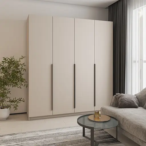 Шкаф 4-дверный MebelStar Оскар ДСП BG, дополнительная штанга 200x52x220 см Кашемир (MBS-4725)