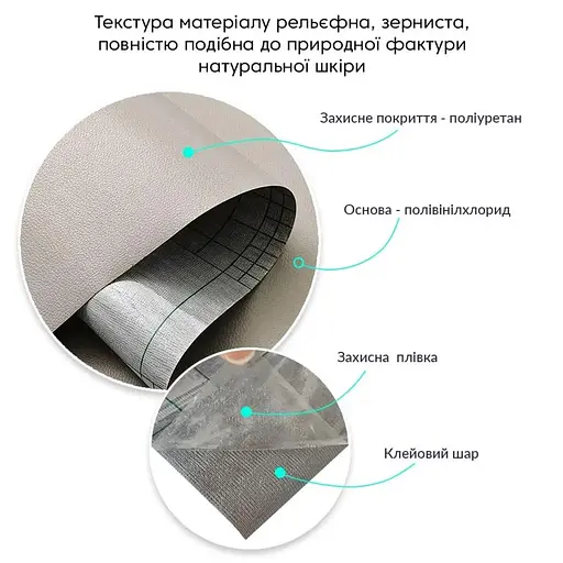 Екошкіра Wall Sticker SW-00001324 самоклеюча у рулоні 1.37х3 м 0.5 мм світло-сіра - фото 6