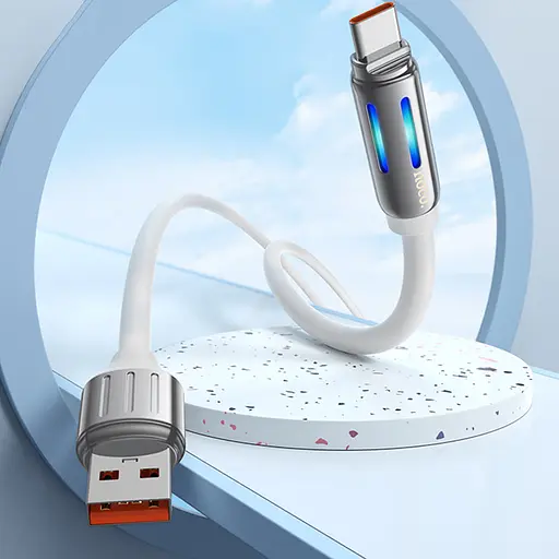 Дата кабель Hoco U136 Prize USB to Type-C 5A (1.2m) White - фото 4