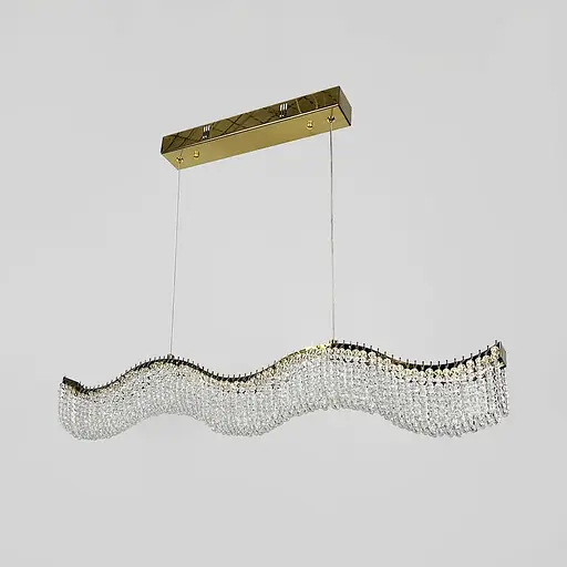 Светодиодная волнистая люстра с хрусталиками длиной 80 см Line F | Ст. 33056-L800*600 GD - фото 1