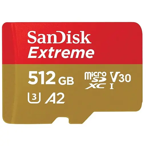 microSDXC (UHS-1 U3) SanDisk Extreme A2 512Gb class 10 V30 (R190MB/s,W130MB/s) (adapter SD)