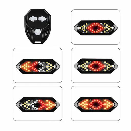 Велосипедная задняя фара (габарит) FY-1820 повороты + пульт + microUSB + 3 режима - фото 5