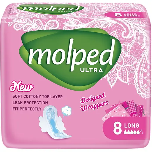 Гигиенические прокладки Molped Ultra long 5 капель 8 шт.