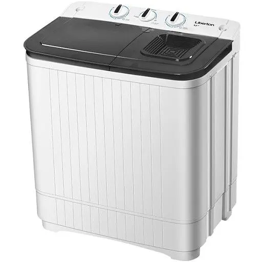 Стиральная машина Liberton LWM-6200 PUMP полуавтоматическая с 2 барабанами, загрузка 6.2 кг, 3 режима, 1350 об/мин, класс энергопотребления А+, 66.8х40х76.5 см White/Black