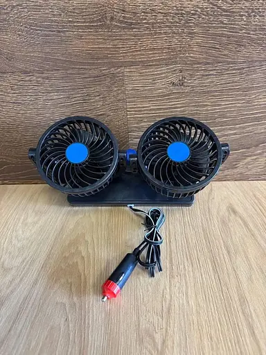 Двойной портативный настольный мини вентилятор Portable Fan F30 автомобильный USB 8-15Вт 360° Черный - фото 7