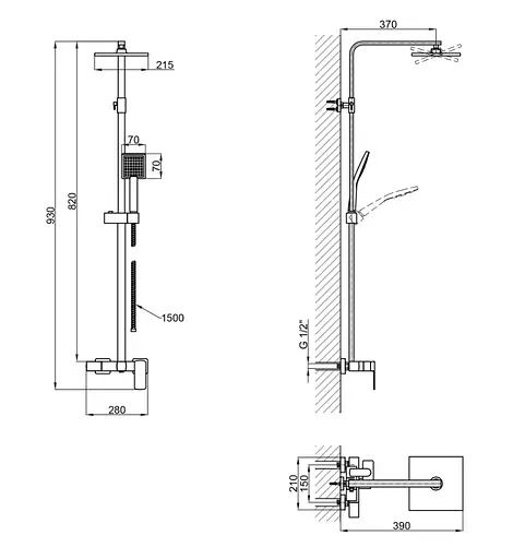 Душевая система для кабины Qtap Capricorn Chrome с изливом 53103KNC - фото 7