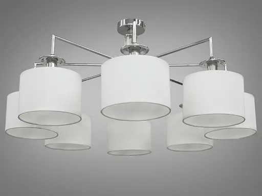 Изысканная, современная люстра с тканевыми абажурами на 8 рожков, цвет-хром - фото 2